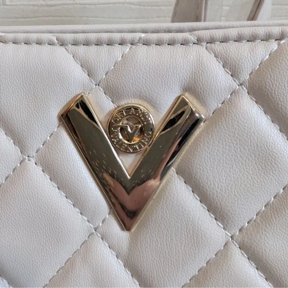 NWT Valentino Orlandi Cream Quilted
Vegan Leather Shoulder Bag - Picture 7 of 14